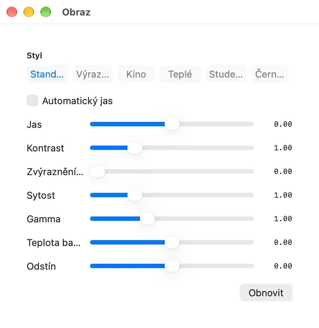 Jas · Kontrast · Sytost